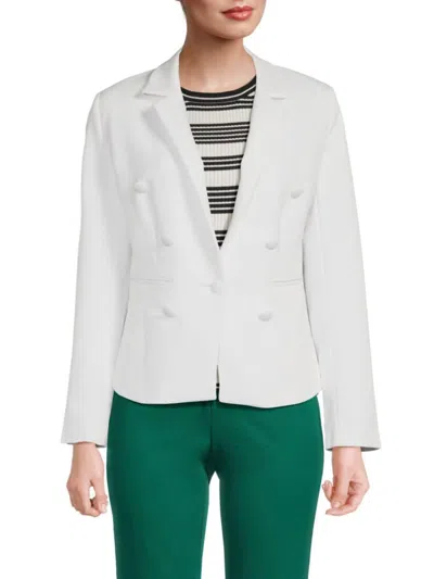 Ecru Women's Tweed Blazer In White