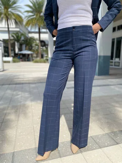 Ecru York Side Leg Trouser In Indigo With Sand In Multi