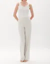 Ecru York Wide Leg Pants In Raffia In Grey
