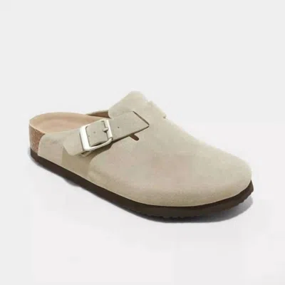 Ecsa Men's Clog Mule Flats In Taupe In Animal Print