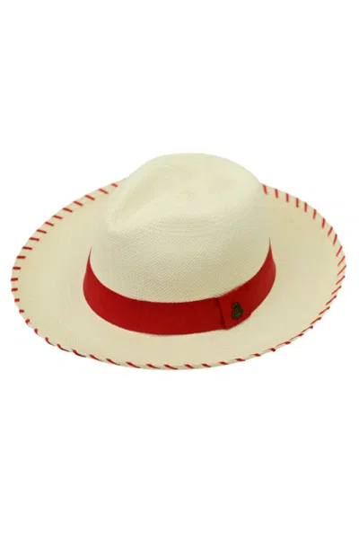 Ecua-andino Panama Hat White Zebra / Red