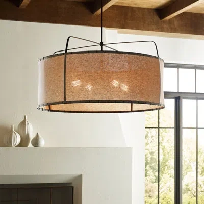 Ed Ellen Degeneres Dunne 4 - Light Drum Pendant In Aged Iron