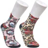 Ed Hardy 360 Print Flat Crew Sock 2-pack In Multi
