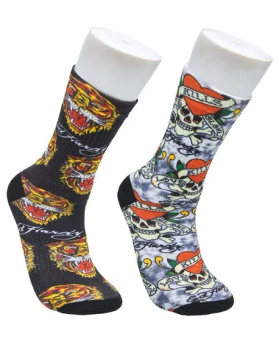 Ed Hardy 360 Print Full Cushion Crew Sock 2-pack In Multi