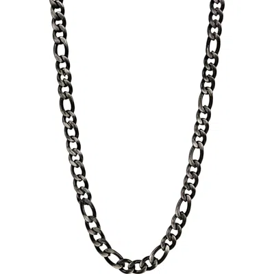 Ed Hardy Black Stainless Steel Figaro Chain Necklace
