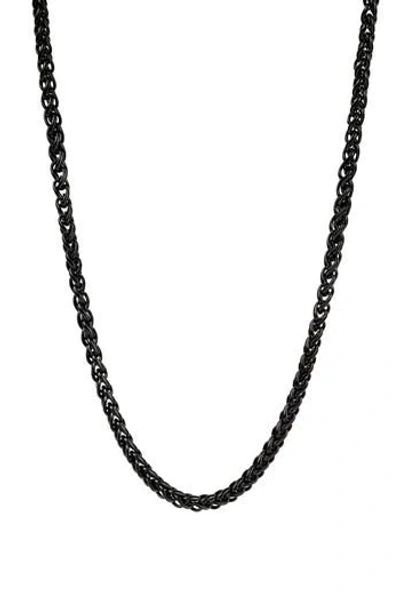 Ed Hardy Black Stainless Steel Wheat Chain Necklace
