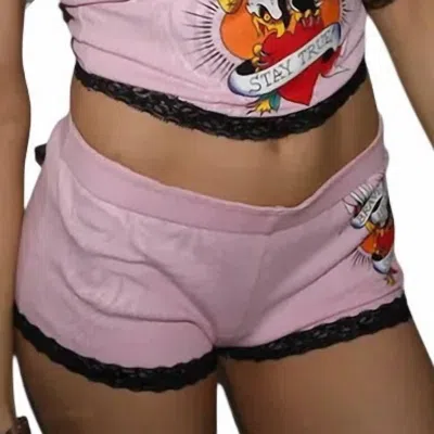 Ed Hardy Brave Eagle Cheeky Short In Bubble Gum In Pink