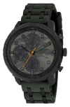 Ed Hardy Camo Quartz Chronograph Silicone Strap Watch, 42mm In Green