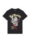 Ed Hardy Cowboy Skull Rhinestone Tee In Black
