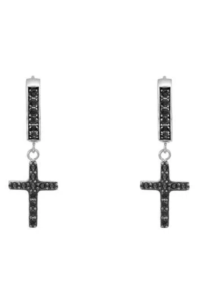 Ed Hardy Cross Hoop Earrings In Black