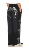 Ed Hardy Crosses Skulls Baggy Sweatpant In Black