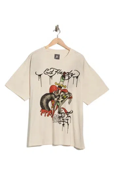 Ed Hardy Dagger Snake Cotton Graphic T-shirt In White