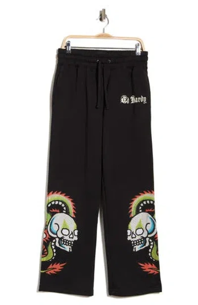 Ed Hardy Dragon Skulls Baggy Sweatpants In Black