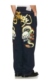 Ed Hardy Dragons Selvage Baggy Denim Pants In Blue