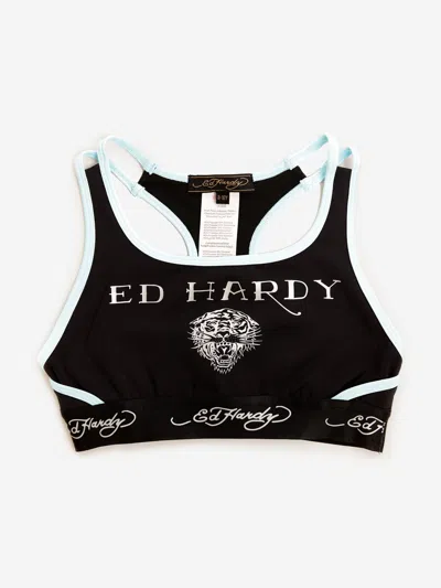 Ed Hardy Kids' Girls Sports Crop Top In Black