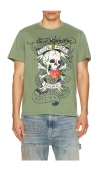 Ed Hardy Heart Skull Tee In Green