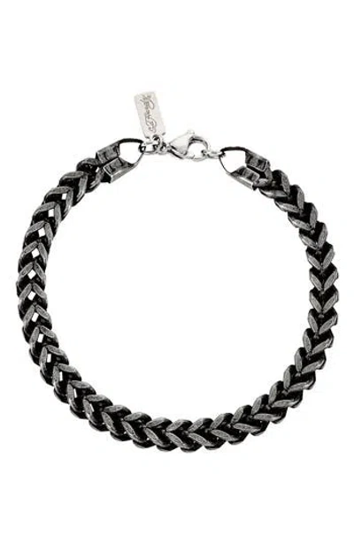 Ed Hardy Interlinked Wheat Chain Bracelet In Black
