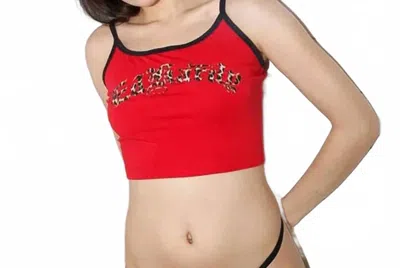 Ed Hardy Leopard Sleeper Cami Top In Cherry In Red