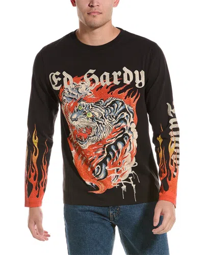 Ed Hardy Limited Edition Fire Tiger T-shirt In Black