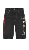 Ed Hardy Live Fast Denim Skater Short