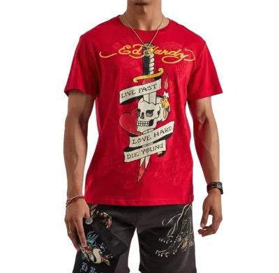Ed Hardy Live Fast Tee In Red