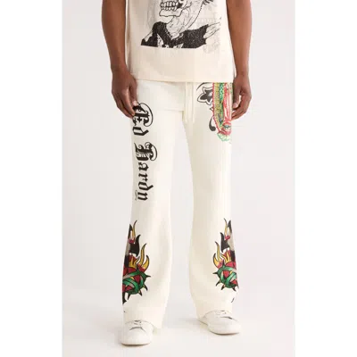Ed Hardy Mary Bootcut Sweatpants In White