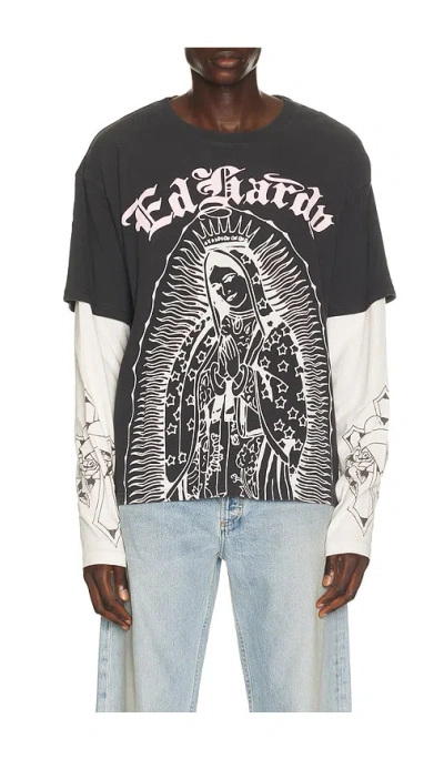 Ed Hardy Mary Boxy Hangdown Tee In Brown