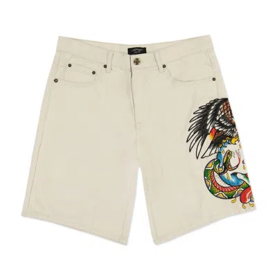 Ed Hardy Men's Battle Skull Skater Short In Khaki In Green