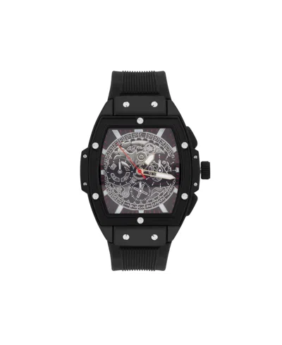 Ed Hardy Men's Black Textured Silicone Strap Watch 48mm In Brushed Silver-tone,textured Black