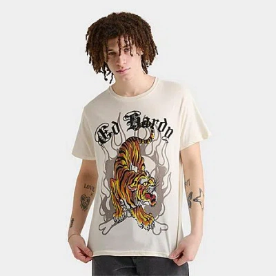 Ed Hardy Men's Crawling Tiger Rhinestone Graphic T-shirt In Ivory