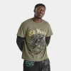 Ed Hardy Men's Crouching Panther Hang Down Thermal Long-sleeve T-shirt In Olive