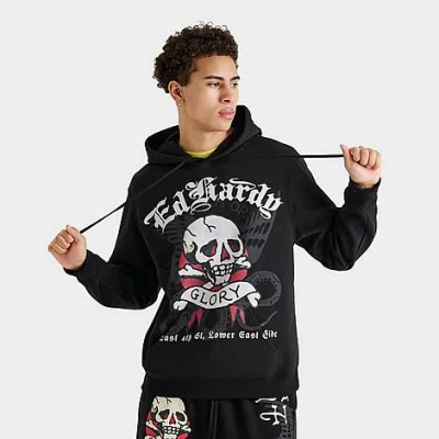 Ed Hardy Men's Death Or Glory Skull Graphic Pullover Hoodie In Black