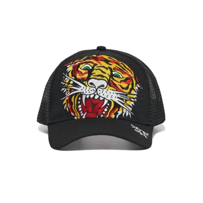 ED HARDY MEN'S EMBROIDERED TIGER HEAD HAT IN BLACK