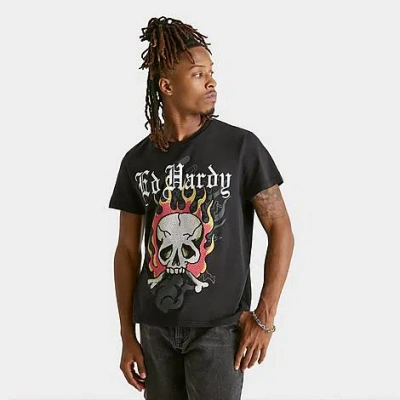 Ed Hardy Men's Flame Skull Rhinestone T-shirt In Black