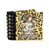 Ed Hardy Men's Leopard Print Skull With Studs Bifold Wallet In Yellow/black In Multi