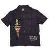 Ed Hardy Men's Lks Skull Short Sleeve Camp Shirt In Black In Black