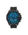 Ed Hardy Men's Matte Black Silicone Strap Analog Watch 53mm In Black,blue
