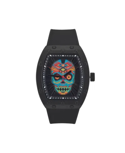 Ed Hardy Men's Matte Black Silicone Strap Analog Watch 53mm In Black,multi