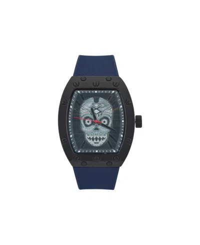 Ed Hardy Men's Matte Navy Silicone Strap Analog Watch 53mm