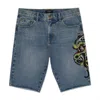 Ed Hardy Men's Panther Snake Denim Skater Short In Medium Vintage In Blue
