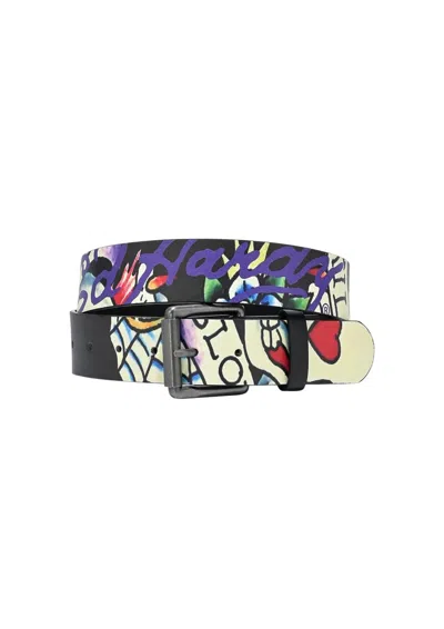 Ed Hardy Men's Skulls In Love Belt In Black In Purple