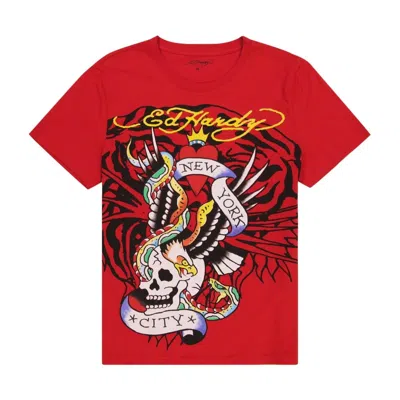 Ed Hardy Men's Tiger Nyc Eagle T-shirt In Red