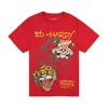 Ed Hardy Men's Tiger Skull Multi Tattoo Tee In Red In Red