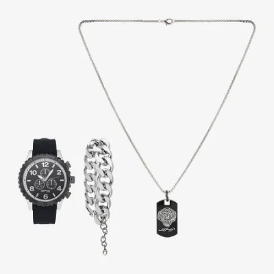 Ed Hardy Mens Black 3-pc. Watch Boxed Set 9749s-42-g02 In Brown