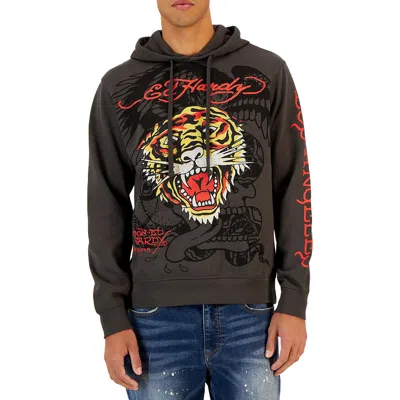 Ed Hardy Mens Relaxed Fit Cotton Hoodie In Green
