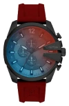 Ed Hardy Ombré Quartz Chronograph Silicone Strap Watch, 44mm In Red