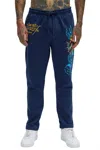 Ed Hardy Panther Bulldog Sweatpant In Midnight In Blue