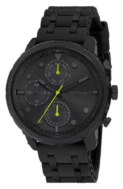 Ed Hardy Quartz Chronograph Silicone Strap Watch, 42mm In Black