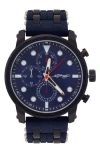 Ed Hardy Quartz Chronograph Silicone Strap Watch, 48mm In Blue