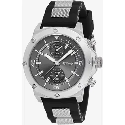 Ed Hardy Quartz Chronograph Silicone Strap Watch, 52mm In Black